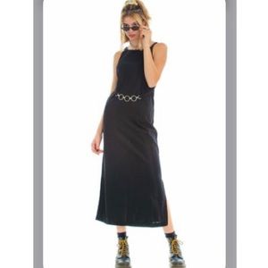 Vintage Black Maxi Dress With Loop Belt
